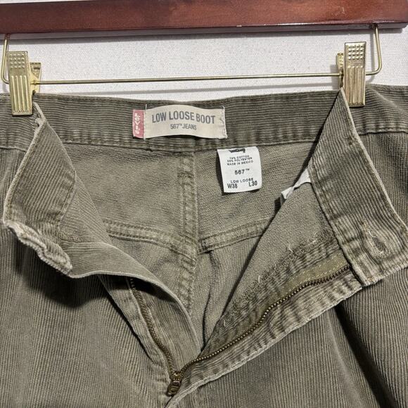 Levi’s 567 Corduroy Pants Mens 38x30 Baggy Low Loose Boot Brown Y2K Wide Leg VTG - Picture 4 of 15